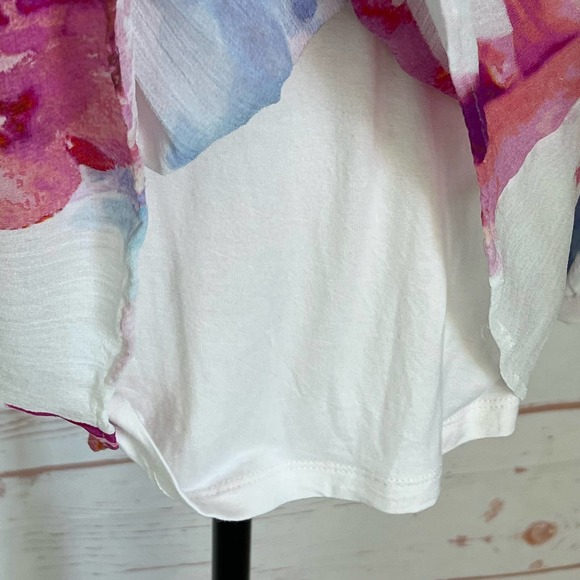 Soft Surroundings Women's Pink/Blue Floral Top Size Medium Tunic Tassel Ties - Picture 8 of 12